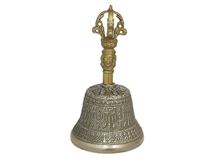 Tibetan Buddhist Bell 6 Inch Brass for Meditation and Pooja - Brass Items
