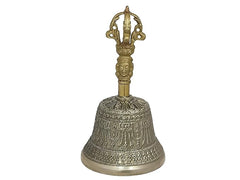 Tibetan Buddhist Bell 6 Inch Brass for Meditation and Pooja - Brass Items