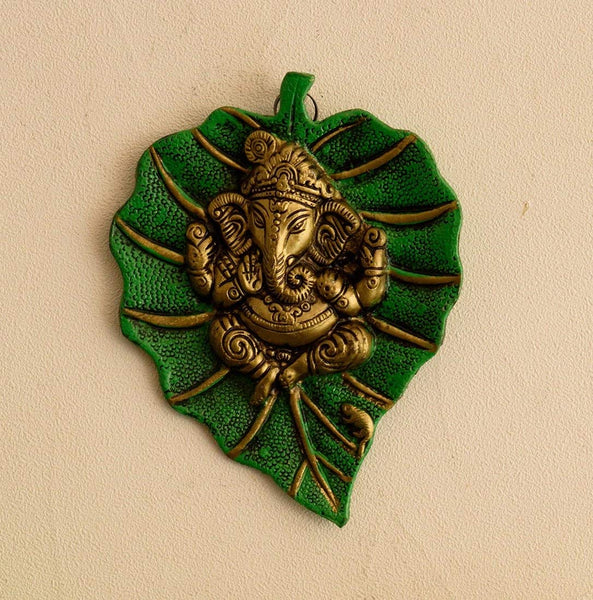 BrassDaddy Lord Ganesha on Green Leaf