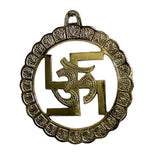 BANSIGOODS Om/Swastik for Wall Hanging Decorative Showpiece Wall Decor - 17 cm (Brass, Gold)