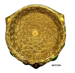 Piepot Akshaya kubera Lakshmi Pot toughened Glass Pooja Articles-Gold Plated Green Coloured Kubera Pot (GREEN Kubera pot)