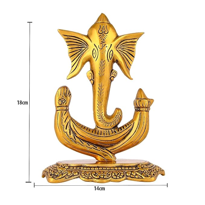 UrbanShilp Metal Ganesha ji Statue,Ganpati Sculpture Lord Ganesh Idol Lucky Feng Shui Table Decor Your Home, Office,Religious Gift Article Decorative,Showpiece Figurines