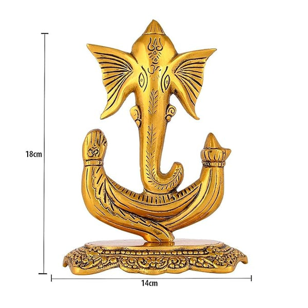 UrbanShilp Metal Ganesha ji Statue,Ganpati Sculpture Lord Ganesh Idol Lucky Feng Shui Table Decor Your Home, Office,Religious Gift Article Decorative,Showpiece Figurines