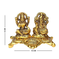 KYNA Goddess Laxmi Lord Ganesh Ji Murti Puja Diya Set|Statue Idol Murti Set for Home Temple Office Decore Gift for Diwali Festival-Set of 1