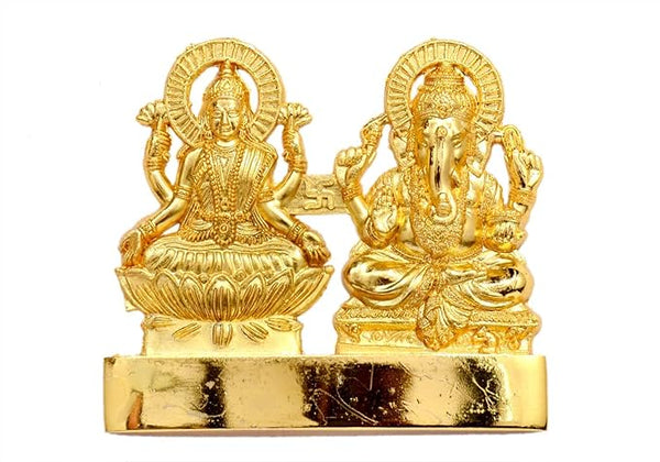 BANSIGOODS (2.5 Inch) Laxmi Ganesh Ji - Metal Gold Plated Especially for Diwali Puja and Gift Purpose