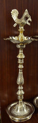 Tangerine Mahabharat Diya || Kuthu Vilakku || Brass Oil Lamp Traditionally Designed Nakasi with Annapakshi/Peacock (Height- 20 Inch)