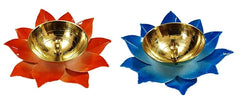 Brass Lotus tealight Holder Diya Flower Shaped Diyas for Puja Kamal Patti Brass Oil Lamp for Pooja Room aarti Temple Home Décor Decoration & Gifting Purpose (Pack of 2)