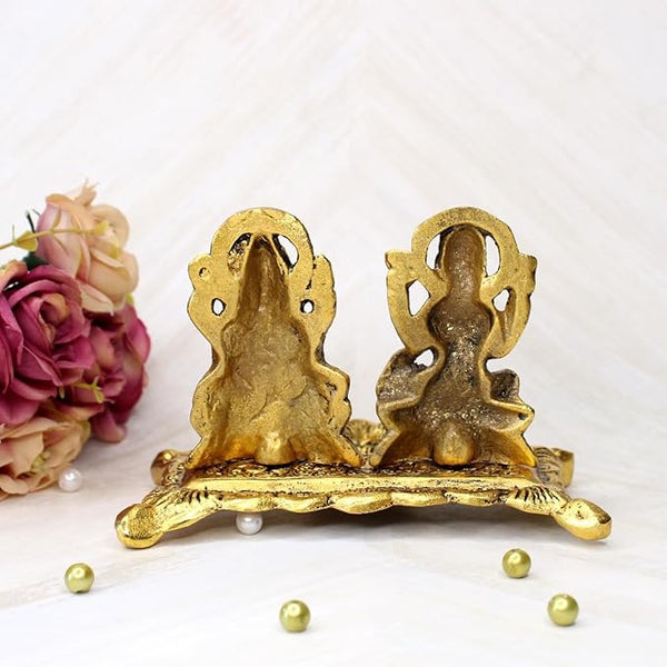 KYNA Goddess Laxmi Lord Ganesh Ji Murti Puja Diya Set|Statue Idol Murti Set for Home Temple Office Decore Gift for Diwali Festival-Set of 1
