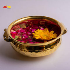 Pure Brass Design Urli Decorative Bowl Diameter 8inch Beautiful Handcrafted Bowl for Floating Flowers and Tea Light Candles Home,Office and Table Decor Special for Diwali Gift