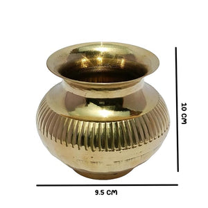 Generic Brass Classical Shaped Tradition Decorative Karwachaut Lota for Pooja, Size: 10 CM X 9.5 CM, Golden, Pack of 1