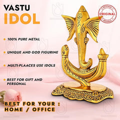 UrbanShilp Metal Ganesha ji Statue,Ganpati Sculpture Lord Ganesh Idol Lucky Feng Shui Table Decor Your Home, Office,Religious Gift Article Decorative,Showpiece Figurines