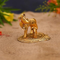 Collectible India Kamdhenu Cow with Calf Metal Statue Figurine Decorative Gift Item Showpiece for Home Decor - Diwali Decorations Religious Items for Home (Set of 5)