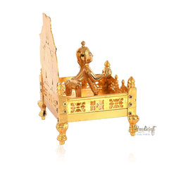 Handicraft Hub India Gold Plated Metal God Singhasan with Laddu Gopal for Pooja Mandir, Multicolor