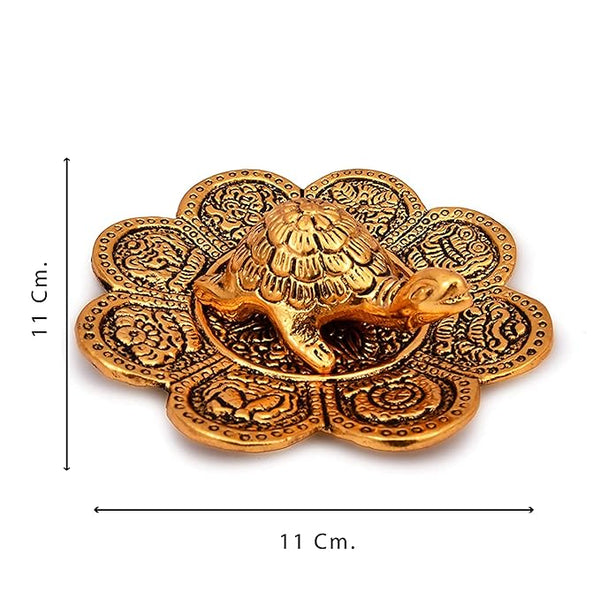 ARCHIES Diwali Gifts Fengshui Metal Turtle Tortoise Kachua on Metal Plate Vastu Statue Figurine Idol -HAT28A13