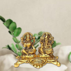 KYNA Goddess Laxmi Lord Ganesh Ji Murti Puja Diya Set|Statue Idol Murti Set for Home Temple Office Decore Gift for Diwali Festival-Set of 1