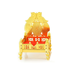 VJSHREE Golden Metal Home Decor Handcrafted ladoo Gopal singhasan, Singhasan for God, Chowki for Home, Tample, Showpiece (Gold, Large)