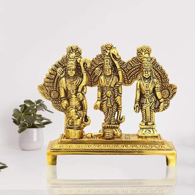 Craftam Metal Shri Ram Darbar with Hanuman Ji for Home Temple and Gifts(Golden, 4 Inch)
