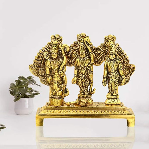 Craftam Metal Shri Ram Darbar with Hanuman Ji for Home Temple and Gifts(Golden, 4 Inch)
