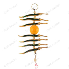 Craft Junction Metal Door Hanging Nimbu Mirchi Buri Nazar Battu, Good Luck Charm Protection from Negativity Interior Home, Office Wall Hanging Showpiece, Gold