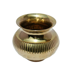 Generic Brass Classical Shaped Tradition Decorative Karwachaut Lota for Pooja, Size: 10 CM X 9.5 CM, Golden, Pack of 1