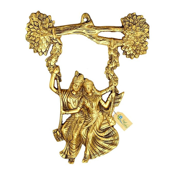 Kratidecor Radha Krishna Jhula Sculpture Statue Decorative Showpiece Gift 24 X 2 X 31 cm, Gold