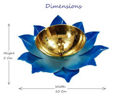 Brass Lotus tealight Holder Diya Flower Shaped Diyas for Puja Kamal Patti Brass Oil Lamp for Pooja Room aarti Temple Home Décor Decoration & Gifting Purpose (Pack of 2)