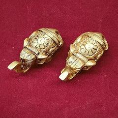 anciently Brass Elephant Pair Showpiece for Home Decor | Elephant Idols for Pooja Room, Brass, Height 4CM, Gold Colour, 2 Piece(1 Set)