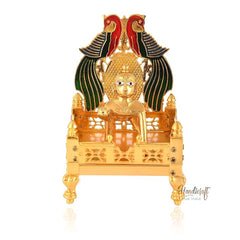 Handicraft Hub India Gold Plated Metal God Singhasan with Laddu Gopal for Pooja Mandir, Multicolor