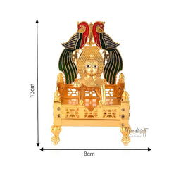Handicraft Hub India Gold Plated Metal God Singhasan with Laddu Gopal for Pooja Mandir, Multicolor