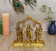 Handicraft Metal Ram Darbar Murti - Lord Ram laxman sita Statue - Showpiece for Diwali - Unique Gifts (20 cm x 10 cm x 18 cm, Gold)