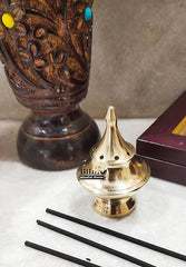 blissful decor Presents Brass Pyramid Shape 6 Agarbatti Incense Sticks Holder - for Mandir, Home, & Office Decoration (1)