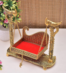 LABHCART Metal laddu Gopal Jhula Laddu Gopal Jhula Krishna palana Gopal ji Krishna Swing for Home and Office, Gold
