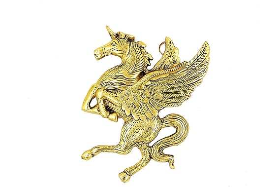 The Victory Gold Plated Metal Handicraft Antique Look Flying Horse Wall Hanging Decorative Unicorn Wall Hanging Showpiece Unique Home Decor Item
