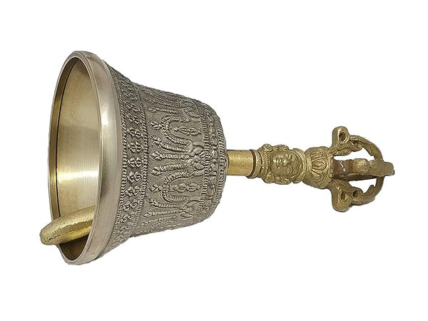 Tibetan Buddhist Bell 6 Inch Brass for Meditation and Pooja - Brass Items