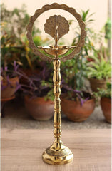 Indian Art Villa Handmade Elegant Brass Peacock Design Diya/Oil Lamp Stand, Poojan Temple Home, Gift Item Home Décor, Height 30 Inches