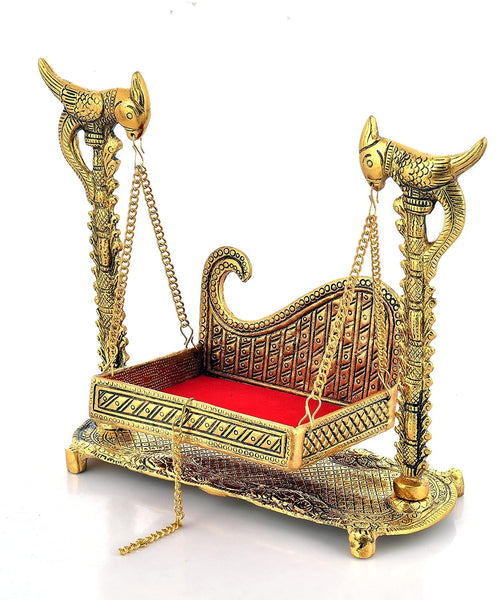 LABHCART Metal laddu Gopal Jhula Laddu Gopal Jhula Krishna palana Gopal ji Krishna Swing for Home and Office, Gold