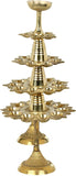 Exotic India Thirty Two Wicks Aarti Lamp - Brass Statue Yellow