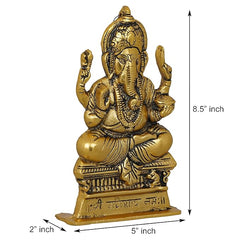 Webelkart Premium Metal Ganesha Idol for Home and Office Decor | Ganesha Idol for Car Dashboard (8.5 Inches)