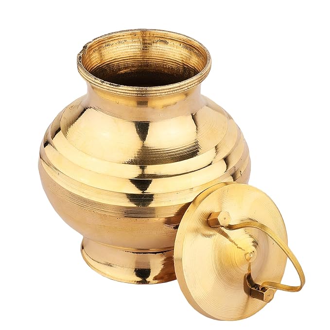 Latest Pure Brass Small Handy KAMANDAL/LOTA/Brass Pot/for PUJA ARAGH JAL Surya NAMASKAAR ARAGH GANGA JALEASY to Hold and Carry Easy to WASH Religious PUJA Gift Item from BANARAS