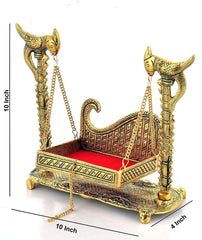 LABHCART Metal laddu Gopal Jhula Laddu Gopal Jhula Krishna palana Gopal ji Krishna Swing for Home and Office, Gold