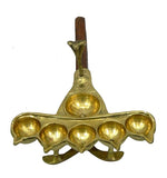 KALARAMBH Brass Aarti Diya/Deepak/Divi for Home Pooja Puja Mandir Temple Decor Items Collectible Handicraft Art, Yellow, 11 x 6 x 2 Inch (L x W x H)