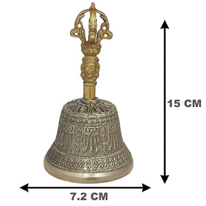 Tibetan Buddhist Bell 6 Inch Brass for Meditation and Pooja - Brass Items