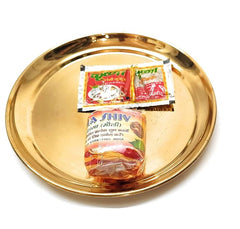 Chircrafts Brass Pital Puja Thali with Glass,Diya,Dhoopbatistand,Ghanti,Spoon,katori roli kalava Combo Set for Special Occasions Diwali Pooja/Aarti for Home Temple Office,Size - 8" Inch