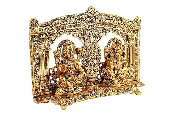 DWB HOMEZ & CRAFT Laxmi Ganesh Idol for Home Puja | Laxmi Ganesh Murti | Metal Silver Lakshmi Ganesha Murti for Diwali Gift (Golden)