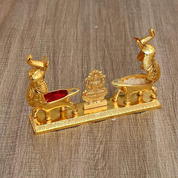 AC ANAND CRAFTS Golden Metal Kumkum Holder/Kumkum Box for Gifting, Pooja, Thali, Mandir, Home, Temple, Gifting (Royal Kumkum Box) With Laxmi maa