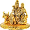 joyasnix Lord Shiva Parivar Murti Shiva Statue Ganesha Statue with Maa Parvati Idol Religious Figurine for Pooja Room, Home Temple, Office Table and Shop Decorative Showpiece Decorative Showpiece - 11 cm  (Aluminium, Gold)