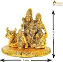 joyasnix Lord Shiva Parivar Murti Shiva Statue Ganesha Statue with Maa Parvati Idol Religious Figurine for Pooja Room, Home Temple, Office Table and Shop Decorative Showpiece Decorative Showpiece - 11 cm  (Aluminium, Gold)