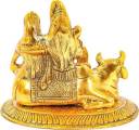 joyasnix Lord Shiva Parivar Murti Shiva Statue Ganesha Statue with Maa Parvati Idol Religious Figurine for Pooja Room, Home Temple, Office Table and Shop Decorative Showpiece Decorative Showpiece - 11 cm  (Aluminium, Gold)