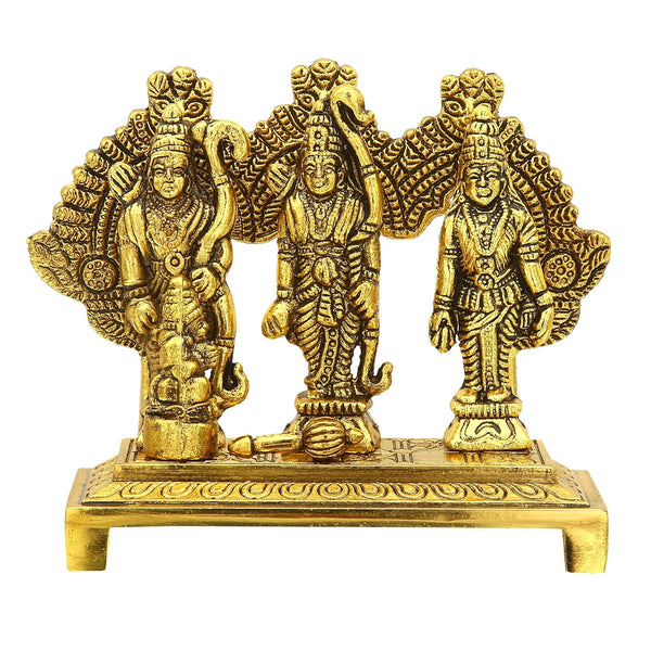 Craftam Metal Shri Ram Darbar with Hanuman Ji for Home Temple and Gifts(Golden, 4 Inch)