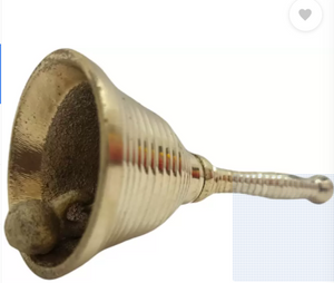 Hokista Brass Pooja Hand Bell, Pital Ghanti for Home and Temple (4.5 Inch) Brass Pooja Bell  (Gold, Pack of 1)